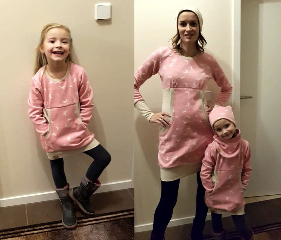 Longhoody Mama und Kind aus Jacquard-Sweat