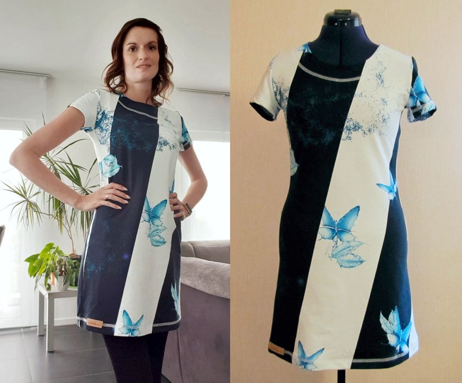 Kleid mit diagonalen Streifen