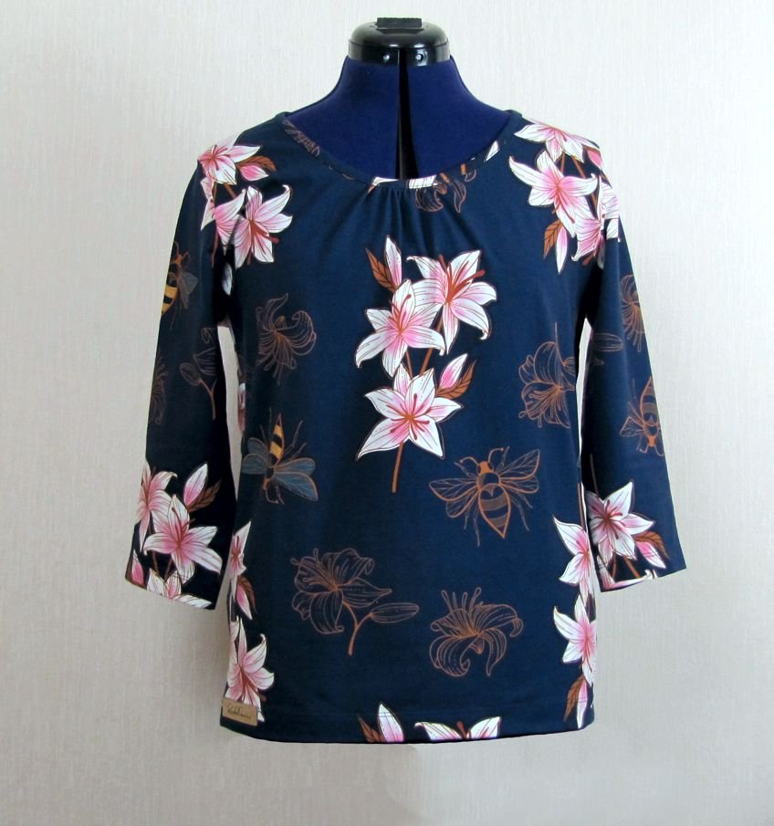 3/4-Arm Shirt mit Raffung